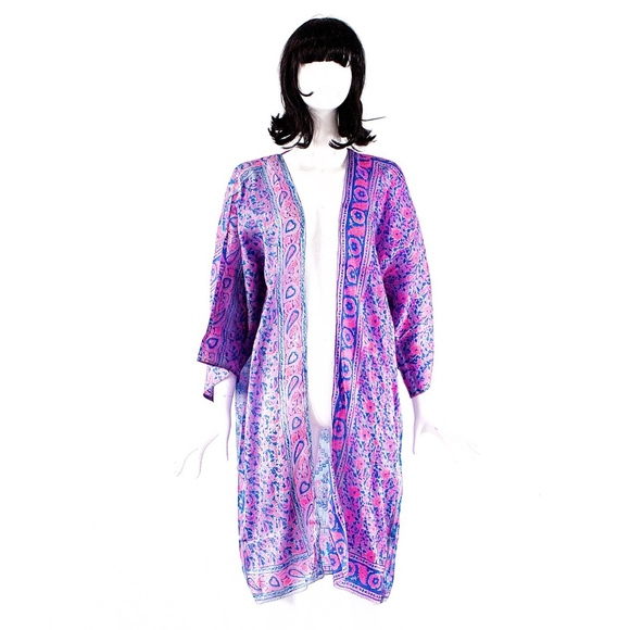 VTG 70's ZODIAC India Hand Blocked Kimono - Picture 1 of 5